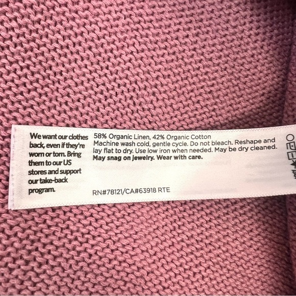 Eileen Fisher Pink V-Neck Linen Blend Sweater - Picture 13 of 13